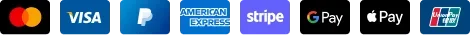 Accepted payment methods: Mastercard, Visa, PayPal, American Express, Stripe, Google Pay, Apple Pay